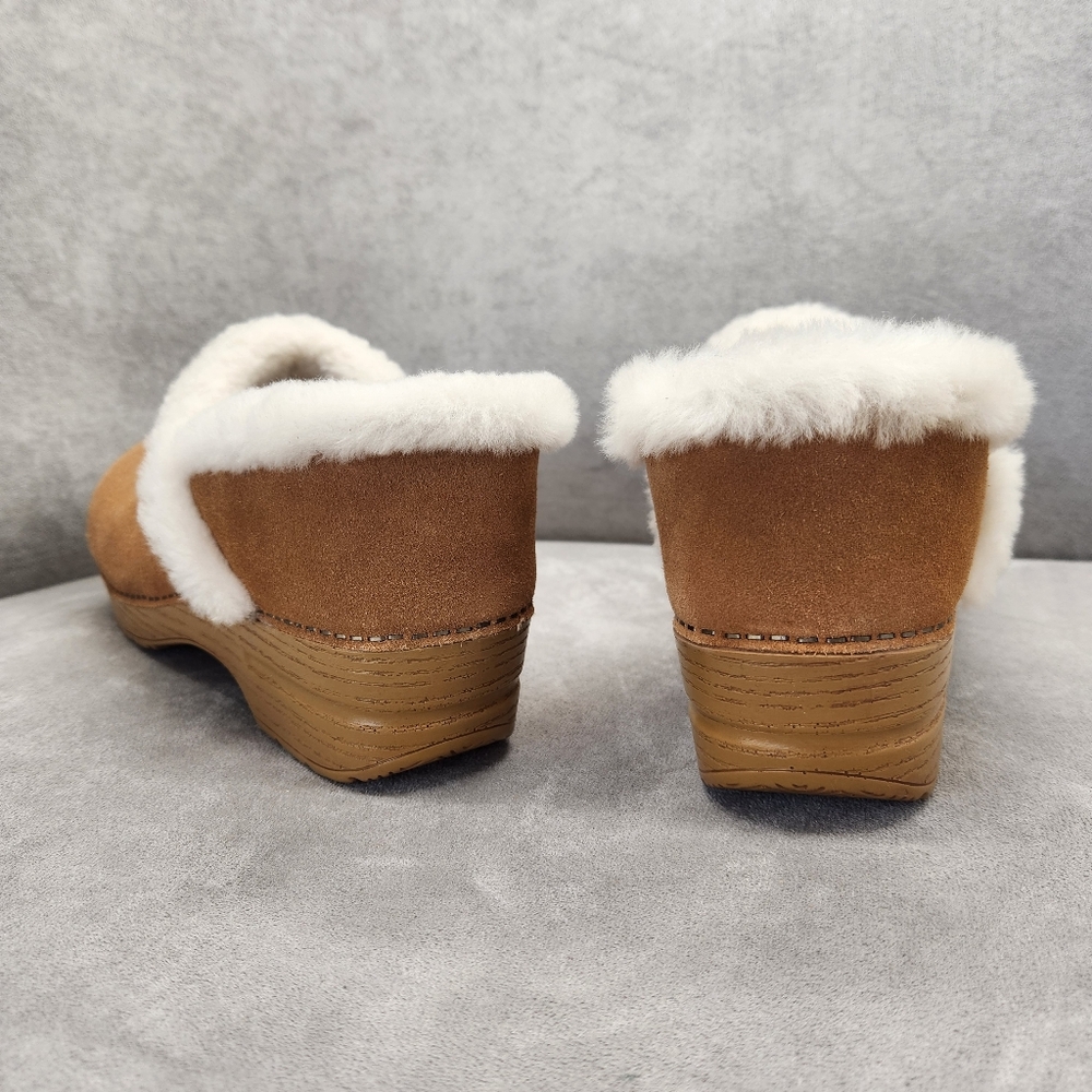 Dansko Pro Cozy Clogs Women's 11.5 Tan Suede Shearling Boho Cottagecore New $150 - Picture 11 of 15